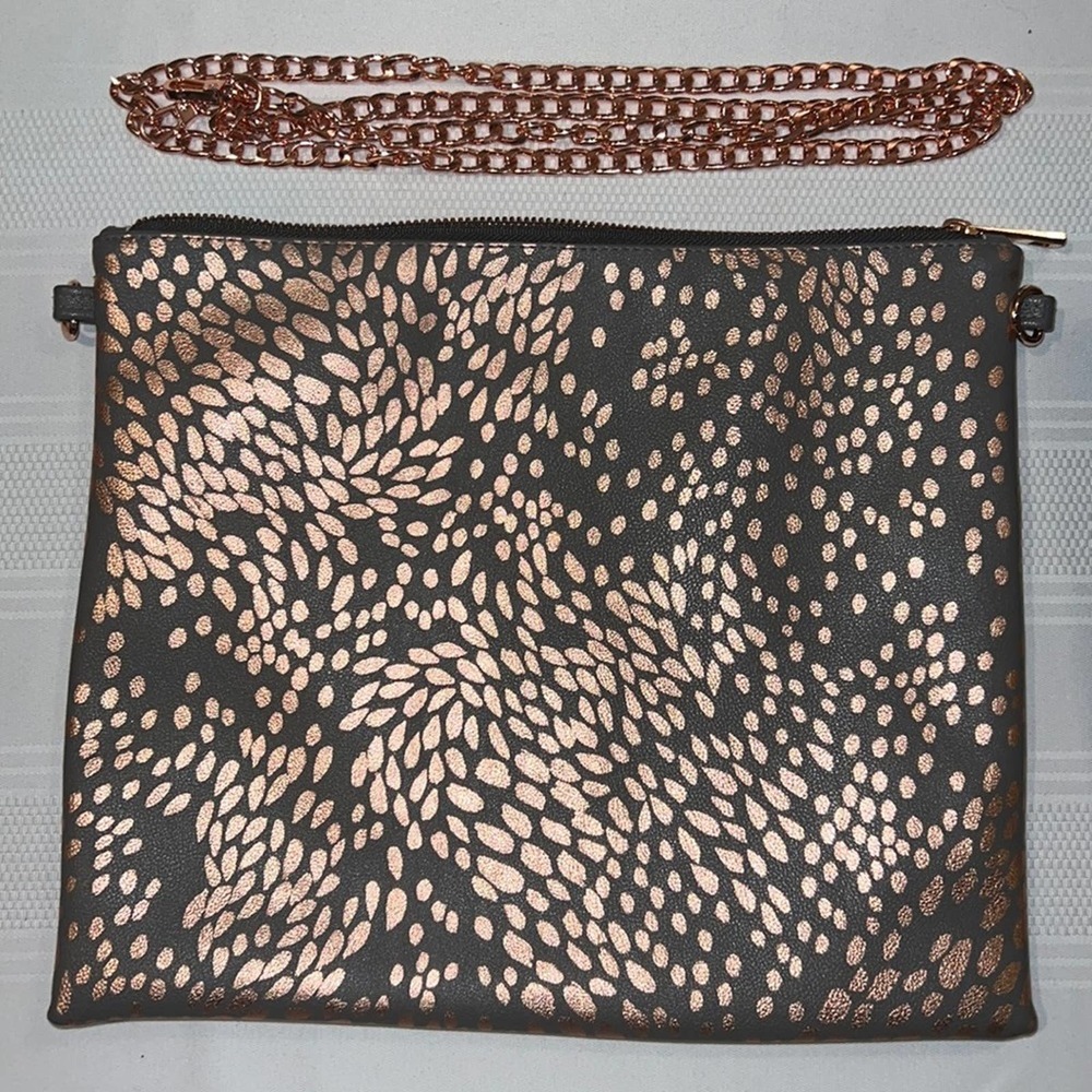 Erin Condren Large Lux Clutch Gray & Rose Gold - NWOT